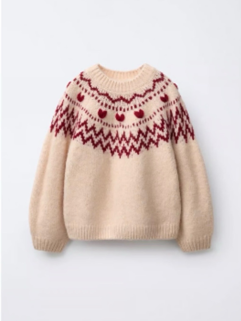 Zara Girls Jacquard Valentine Hearts Sweater